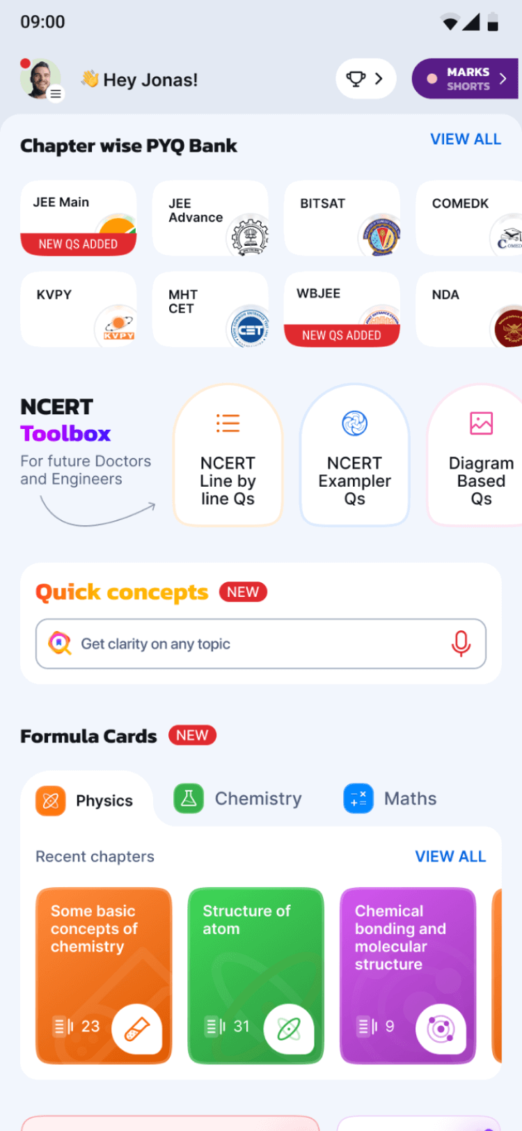 MARKS App Homescreen Light Mode